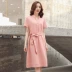 Deep Yidu 2019 hè mới dành cho nữ mùa hè mid-length váy ngắn tay áo ren cotton 831 - Váy dài Váy dài