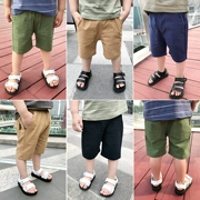 Quần short cotton và vải lanh cho trẻ em quần áo mùa hè trẻ em quần áo trẻ em mỏng thường mặc quần Hàn Quốc bé trai bên ngoài mặc quần thủy triều - Quần