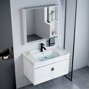 Không gian đơn giản hiện đại tủ phòng tắm bằng nhôm căn hộ nhỏ phòng tắm chậu rửa chậu rửa ban công tích hợp chậu gốm tủ gương đèn led gương nhà tắm có tủ