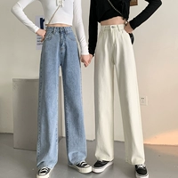 Весенние джинсы, летние штаны, высокая талия, коллекция 2021, в корейском стиле, свободный прямой крой