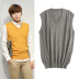 V-cổ cashmere vest nam áo ghi lê mùa thu và mùa đông đơn giản không tay áo thun knit đáy áo thời trang Hàn Quốc phiên bản của chiếc áo len màu rắn Dệt kim Vest