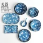 Jingdezhen gốm kết hợp miễn phí DIY phù hợp với Nhật Bản men màu dao kéo bộ mì bát đĩa súp súp món ăn bộ bát đĩa hàn quốc