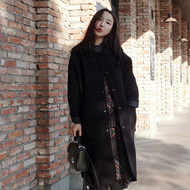 18 mùa thu và mùa đông Hàn Quốc phiên bản mới của cổ áo lỏng lẻo trong phần dài của áo len đơn ngực 茧 loại túi hip áo len nữ áo khoác jean nữ