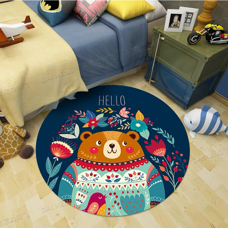 Orangeoriginality Chaopai circular lovely Cartoon carpet a living room tea table hanging basket Computer chair room bedroom Earth mat customized
