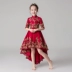 Công chúa váy cô gái đỏ Trung Quốc cô gái nhỏ hoa cô gái chủ nhà váy trẻ em biểu diễn trang phục biểu diễn mùa thu - Váy trẻ em Váy trẻ em