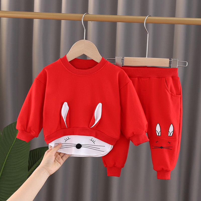 Spring And Autumn 0908 & Suit & RedBaby girl suit Foreign style spring baby child clothes spring and autumn 1 One 3 year 0 Children's clothes 2 children girl spring clothes