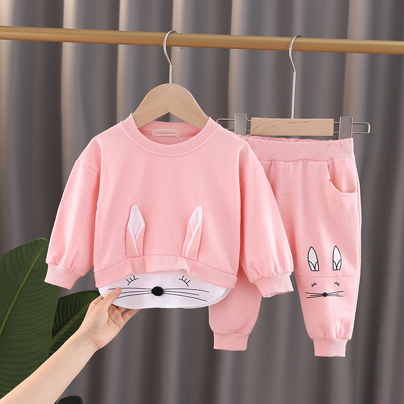 Spring And Autumn 0908 & Suit & PinkBaby girl suit Foreign style spring baby child clothes spring and autumn 1 One 3 year 0 Children's clothes 2 children girl spring clothes