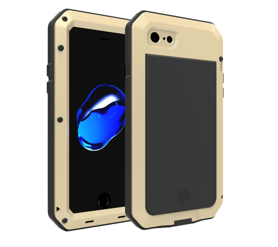 Apple 7P / 8P [Fingerprint / Gold]For iPhone7 plus Three defense Mobile phone shell Apple 8 generation Fall prevention protect Silicone cover All inclusive Metal frame