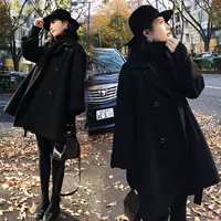 Chống mùa giải phóng mặt bằng màu đen đôi phải đối mặt với cashmere áo khoác nữ mùa đông Hàn Quốc phiên bản của vành đai thắt lưng phần dài chic áo len mẫu áo dạ đẹp