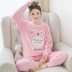 Bộ đồ ngủ pijama lông cừu san hô mùa thu đông dài tay dày của phụ nữ Bộ đồ mặc nhà bằng vải nỉ dài tay Phiên bản Hàn Quốc Bộ đồ hai mảnh ngọt ngào và dễ thương shop quần áo nam Pyjama