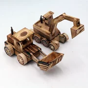 Nhà máy trực tiếp bằng gỗ mô hình đồ trang trí Trẻ em lửa đồ chơi xe máy xúc Máy ủi trẻ em đồ chơi - Chế độ tĩnh