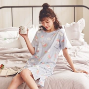 Váy ngủ nữ 2019 dễ thương cotton mùa hè phiên bản Hàn Quốc lỏng lẻo áo dài mùa hè cho học sinh - Đêm đầm