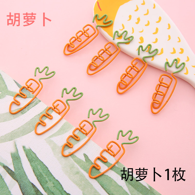 1 Carrotlovely girl Cartoon originality like a breath of fresh air Simplicity Metal literature Carrot bookmark paper clip Paper clip student