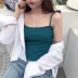 Mùa hè mới đơn giản đa năng dây đeo vai đan vest top phụ nữ thời trang tính khí sexy mỏng dây đeo vai dây áo sơ mi áo cổ đổ Áo ba lỗ