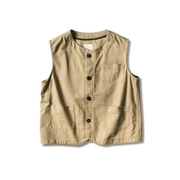 Áo khoác cotton nguyên bản nặng giặt nhiều túi dụng cụ vest nam và nữ giản dị áo vest Nhật Bản retro trẻ trung - Dệt kim Vest