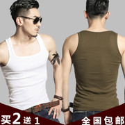Mùa hè cá tính thanh niên vuông cổ áo vest nam áo Slim Hàn Quốc phiên bản của áo sơ mi nhỏ thể thao phần mỏng cotton vest triều