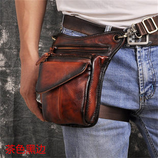 Кожаная универсальная сумка на одно плечо подходит для мужчин и женщин, сумка на бедро, спортивная поясная сумка для велоспорта, воловья кожа, из натуральной кожи