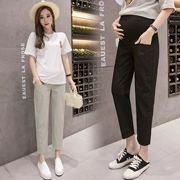 Mang thai mùa hè quần nâng bụng 2019 mới mặc quần legging mỏng phiên bản Hàn Quốc của quần lửng thoáng khí mỏng 9 quần - Phụ nữ mang thai quần / quần bụng