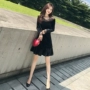 Váy đen bó eo thon gọn chất liệu ren nhung retro mùa thu 2019 mới váy đen nhỏ - Sản phẩm HOT váy voan hoa nhí