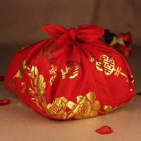 Специальное предложение вышивное багаж с высоким содержанием ткани сгущенной из красного горячего золотого бремени пнеотированные свадебные поставки придачивало