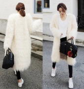 2018 mới mùa đông Hàn Quốc quạt nguyên bản sang trọng cộng với cotton nhân tạo lông cừu bãi biển dài đoạn giả lông thú nữ