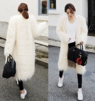 2018 mới mùa đông Hàn Quốc quạt nguyên bản sang trọng cộng với cotton nhân tạo lông cừu bãi biển dài đoạn giả lông thú nữ áo da lót lông
