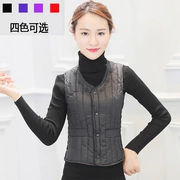 Phụ nữ xuống áo vest cotton màu đen clip ngắn trung niên phụ nữ mặc vest kích thước lớn váy mẹ bó sát - Áo thể thao