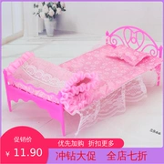 Barbie Set Princess Bed 30cm hoặc ít hơn Đồ chơi với Khăn trải giường Gối Quilts Hồng Series - Búp bê / Phụ kiện