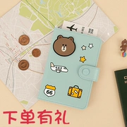 Hàn quốc Dòng gấu đa chức năng gói thẻ tài liệu gói giữ vé hộ chiếu bảo vệ vượt qua vượt qua bộ clip dễ thương