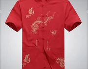 Giá sỉ mùa hè mới trung niên nam lớn rồng Tang phù hợp với nam nửa tay áo lỏng lẻo thiết lập quốc phục