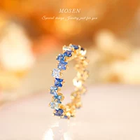 Ювелирное украшение, радужное кольцо, сапфировая инкрустация камня, золото 750 пробы, легкий роскошный стиль, сделано на заказ