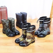 Giày nam mùa đông mưa cho người lớn ống ngắn đi mưa ống thời trang ống ủng chống trượt nước cộng với giày cao su nhung ấm áp