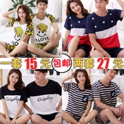 Mùa hè Hàn Quốc vài đồ ngủ ladies home quần áo cotton ngắn tay người đàn ông dễ thương của kích thước lớn mùa hè phục vụ nhà phù hợp với