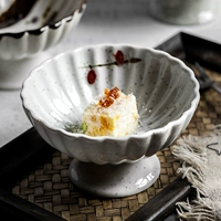 Творческая личность японская ретро -керамика высокая чаша для домашнего закуска с закусками с закусками фрукты блюдо десерт миска мороженое миска