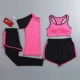 Розовая мини-юбка, комплект, короткий рукав, 4 предмета
