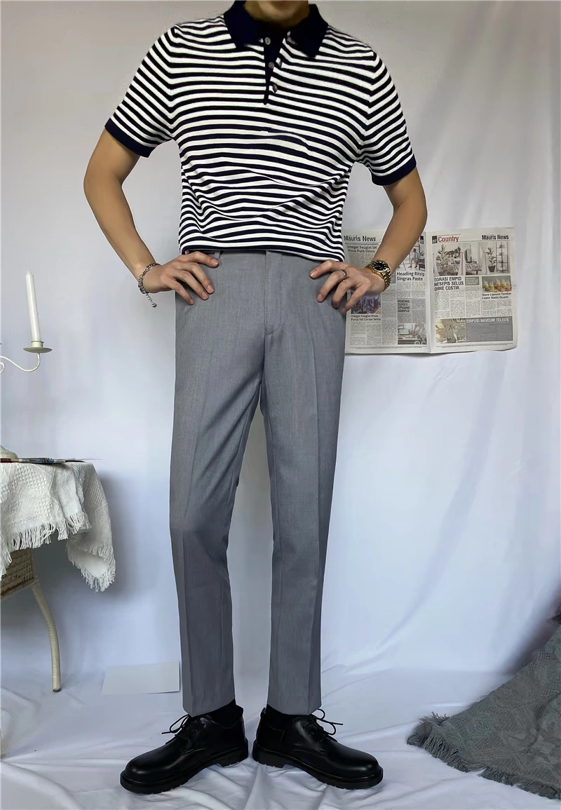 HSY phiên bản tiếng Hàn của Slim solid màu kinh doanh quần không sắt nam giản dị đơn giản thanh niên hợp thời trang quần dài nam phù hợp - Suit phù hợp