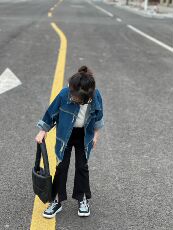 Детская куртка Жан 吉小可儿童外套2023新款全棉毛边牛仔外套男女宝宝洋气潮夹克上衣