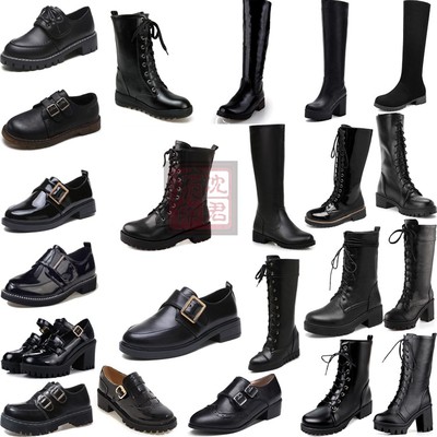 taobao agent Footwear, black small silver mini-skirt, boots, cosplay