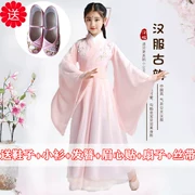 Trang phục trẻ em nữ guzheng trang phục nữ Hanfu cô gái trang phục cổ tích nữ quần áo tay rộng Quần áo kiểu Trung Quốc cổ đại - Trang phục