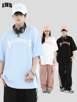 INSstudios Трехмерная футболка для влюбленных, в американском стиле, с печатью вашего логотипа, короткий рукав, оверсайз