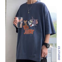 Summer men's and women's loose short sleeve T-shirt fashion brand CEC super fire lazy wind five sleeve couple loose round neck T-shirt