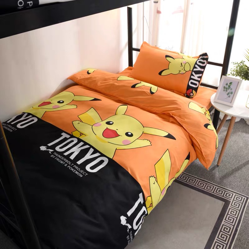 Bright Yellowstudent dormitory Cartoon sheet Quilt cover Three piece set 1.2 Make the bed up and down staff dorm Single person Quilt cover 1.5 rice