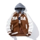 NASA chung xuân thu Mỹ đồng phục bóng chày nam quốc triều đường cao cấp len khâu áo khoác da PU áo khoác rộng nữ