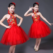 Cô gái Tang phù hợp với phồng công chúa váy trẻ em sườn xám váy điệp khúc phù hợp với cô gái Trung Quốc performance show váy
