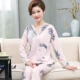 Mùa xuân và mùa thu trung niên mẹ đồ ngủ nữ cotton dài tay đồ ngủ phụ nữ trung niên mùa thu và mùa đông phù hợp với dịch vụ nhà - Nam giới