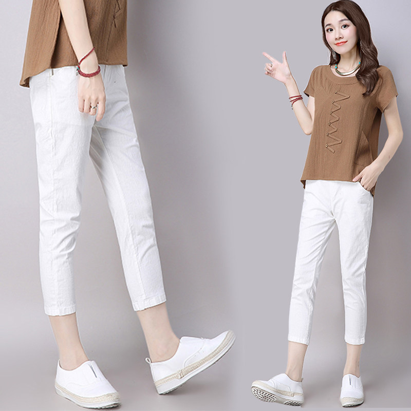 Bông và vải lanh chín quần mùa hè nghệ thuật mới retro lỏng kích thước lớn là mỏng hoang dã quần âu chân harem quần