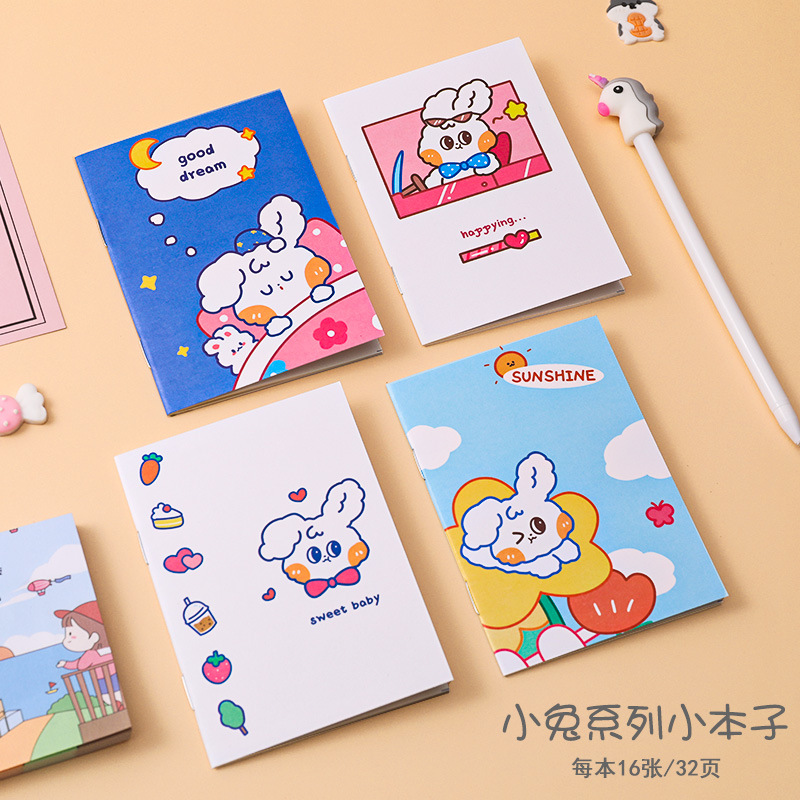 9 Rabbit SeriesWith you Stationery Little book Cartoon Notepad Soft copy kindergarten pupil prize Little gift gift
