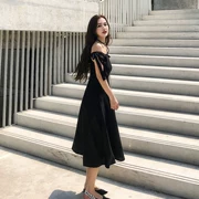 2019 phụ nữ mới khí chất gợi cảm từ cổ áo quây Pháp phù hợp với váy giảm béo mùa hè - Váy eo cao