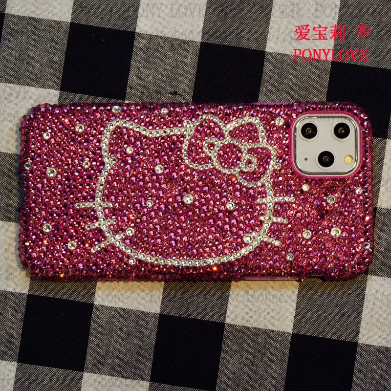 Чехол для Apple iPhone XS XR 11 12 Pro (MAX), инкрустация стразами, дизайн Hello Kitty
