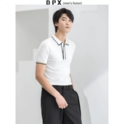 Horizon Men Summer Ice Silk Ball Fabric Slim Polo Áo sơ mi Anh đơn giản áo phông trắng - Polo